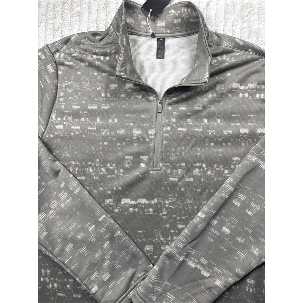 NWT Adidas Core Printed 1/4 Zip Golf‎ Pullover Men's Size Large JJ1717 Beige NWT